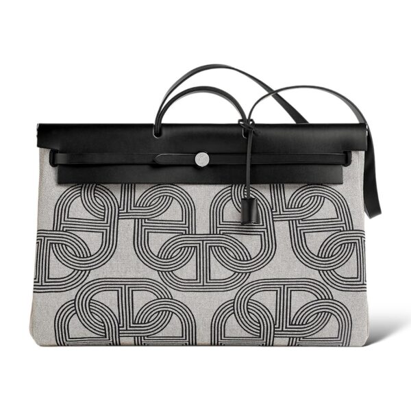 Hermes Herbag Zip 50 Cabine écru/ beige/gris Meyer/noir Bag