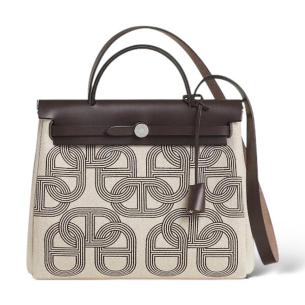 Hermes Herbag Zip 31 ébène/écru/beige Canvas PHW