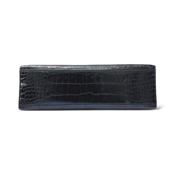 Hermes Kelly Pochette Black Shiny Croco GHW - Image 7