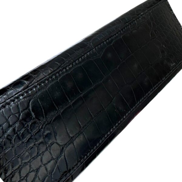 Hermes Kelly Pochette Black Shiny Croco GHW - Image 8