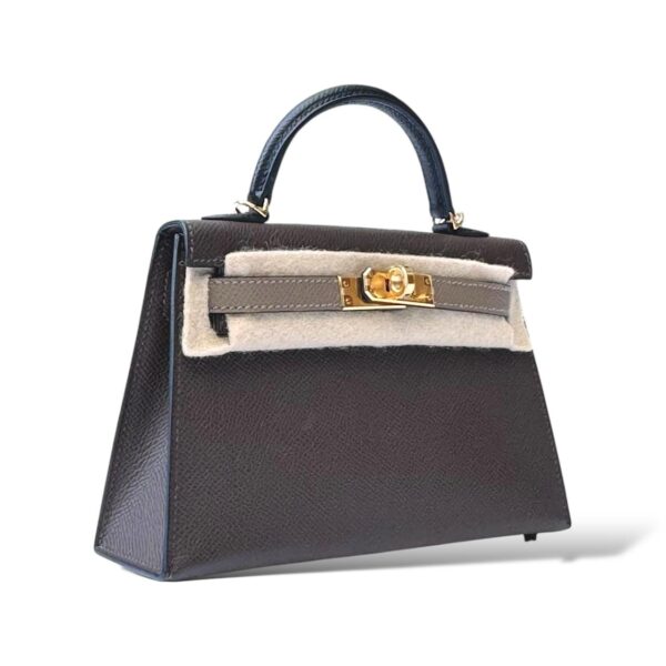Hermes Kelly Mini Tricolor Ecorce/Etoupe/Black Epsom GHW - Image 2