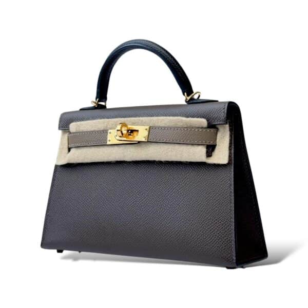 Hermes Kelly Mini Tricolor Ecorce/Etoupe/Black Epsom GHW - Image 5
