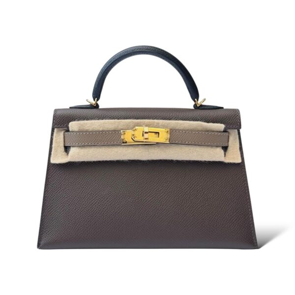 Hermes Kelly Mini Tricolor Ecorce/Etoupe/Black Epsom GHW