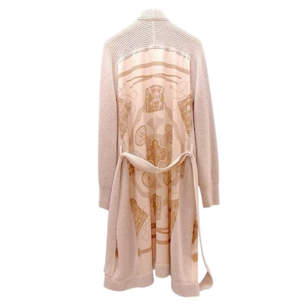 Hermes Les Tambours Finesse Twillaine Long Beige Cardigan 34 - Image 2