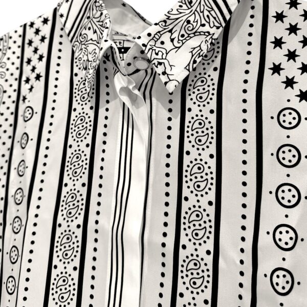 Hermes Chemise Micro Astrologie Blanc Nacre 3/4 Sleeve Shirt 36 - Image 2