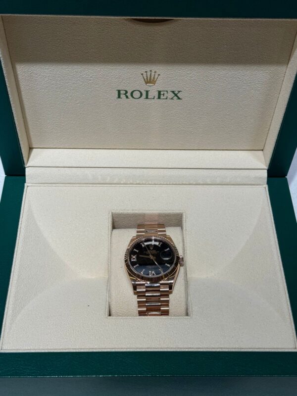 Rolex Day-Date 36mm 128235 Rose Gold Everose Gold Eisenkiesel Diamond-Set Dial President Bracelet - Image 6