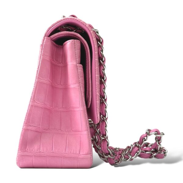 Chanel Jumbo Pink Bubblegum Matte Croco Double Flap Bag - Image 3