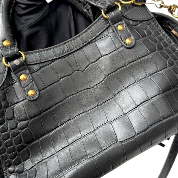 Balenciaga Neo Classic Small Dark Grey Croco Embossed Leather Bag - Image 11