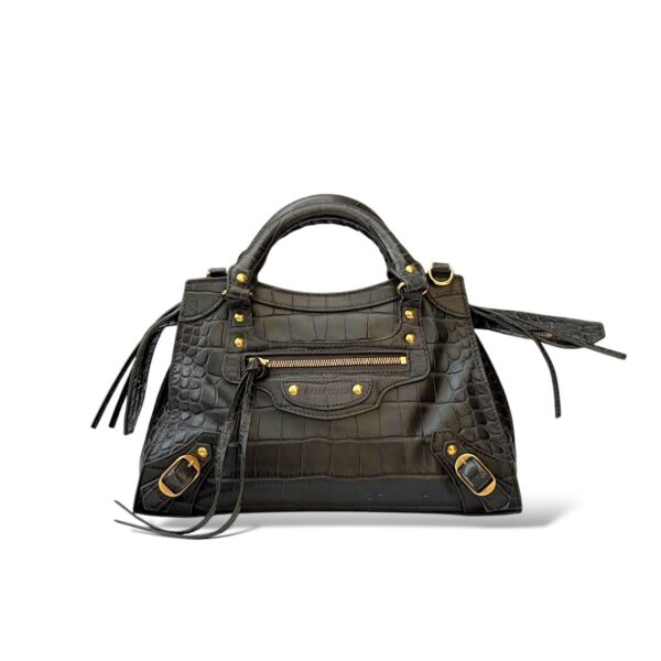 Balenciaga Neo Classic Small Dark Grey Croco Embossed Leather Bag - Image 3