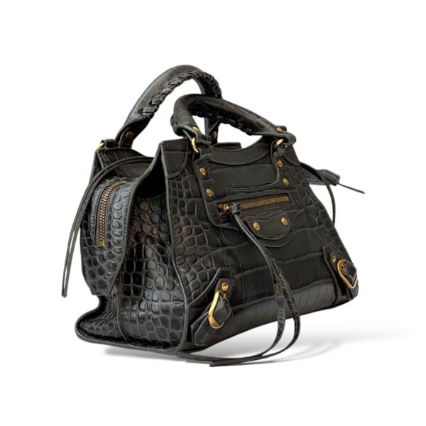 Balenciaga Neo Classic Small Dark Grey Croco Embossed Leather Bag - Image 4