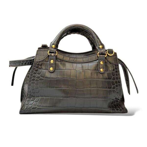 Balenciaga Neo Classic Small Dark Grey Croco Embossed Leather Bag - Image 6