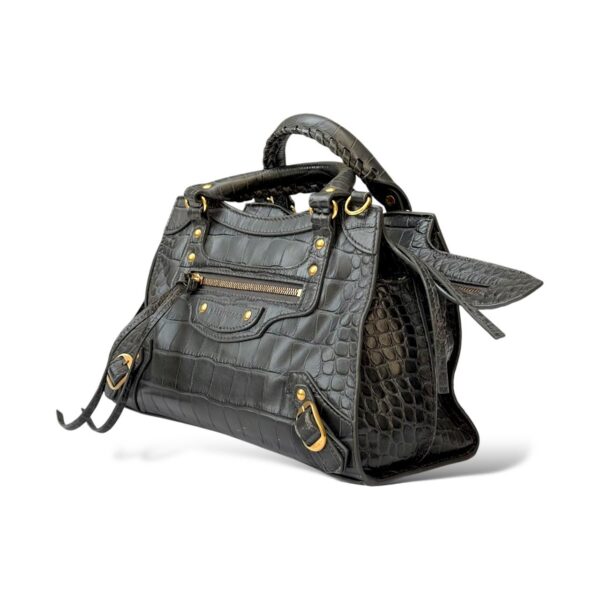 Balenciaga Neo Classic Small Dark Grey Croco Embossed Leather Bag - Image 7