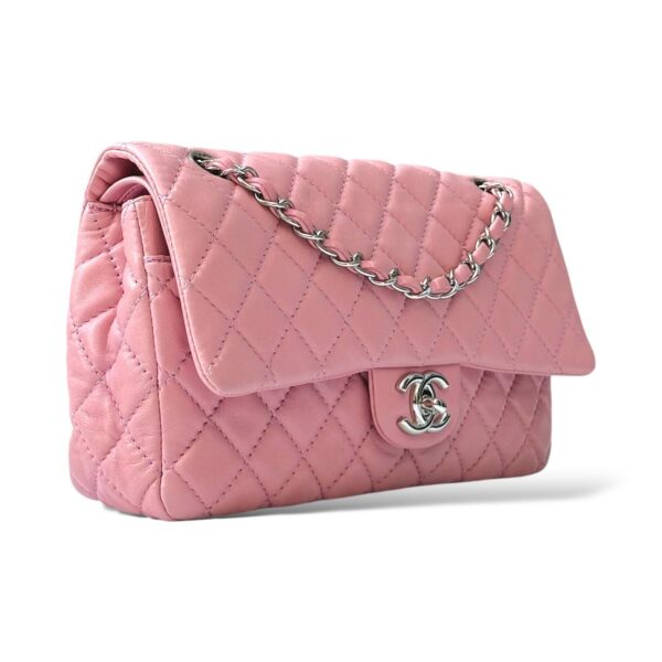 Chanel Pink Lambskin Leather Classic Double Flap Bag 25cm - Image 2