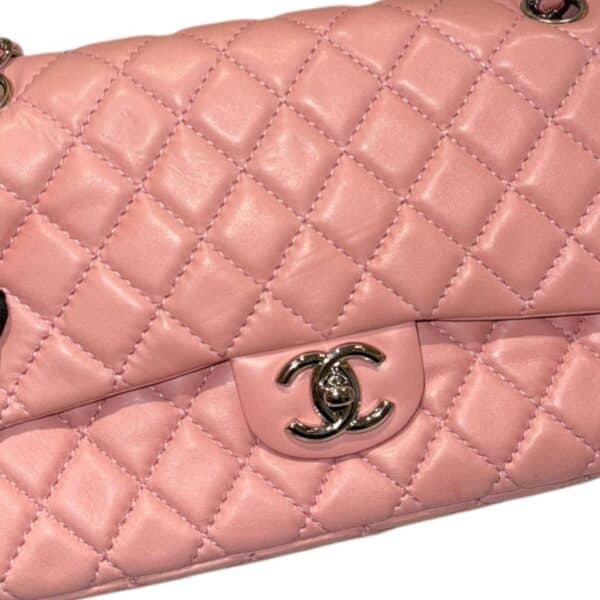 Chanel Pink Lambskin Leather Classic Double Flap Bag 25cm - Image 8