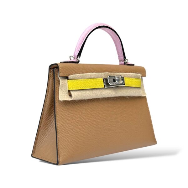Hermes Kelly Mini Tricolor Chai/Lime/Mauve Sylvestre Epsom PHW - Image 2