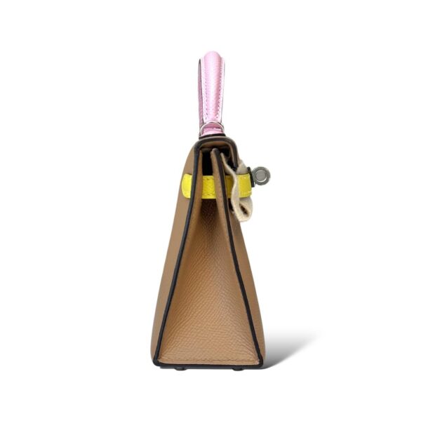 Hermes Kelly Mini Tricolor Chai/Lime/Mauve Sylvestre Epsom PHW - Image 3