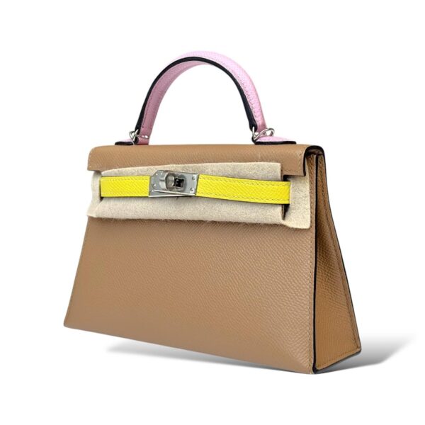 Hermes Kelly Mini Tricolor Chai/Lime/Mauve Sylvestre Epsom PHW - Image 5