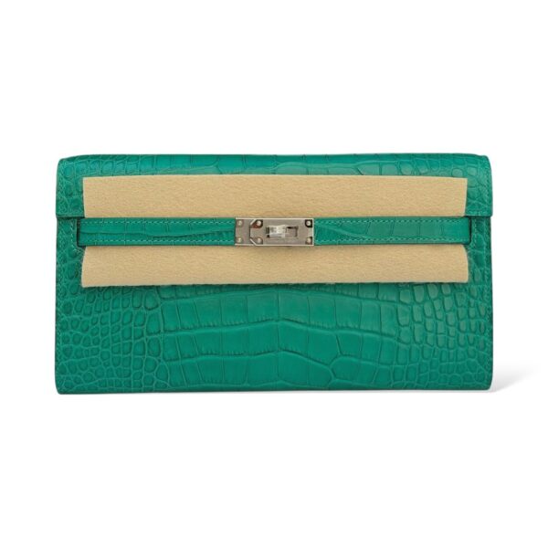 Hermes Kelly To Go Malachite Croco PHW - Image 2