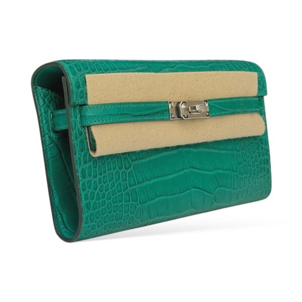 Hermes Kelly To Go Malachite Croco PHW - Image 3