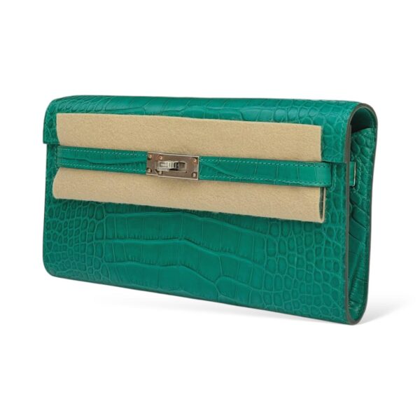 Hermes Kelly To Go Malachite Croco PHW - Image 5