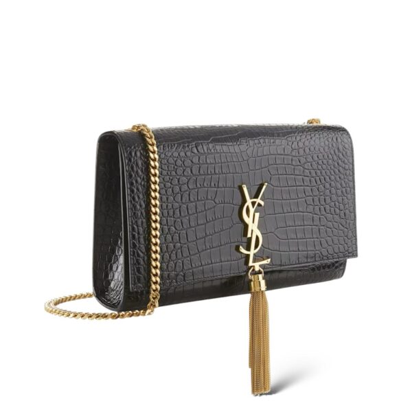 YSL Kate Black Tassel Medium Crocodile embossed Bag - Image 2