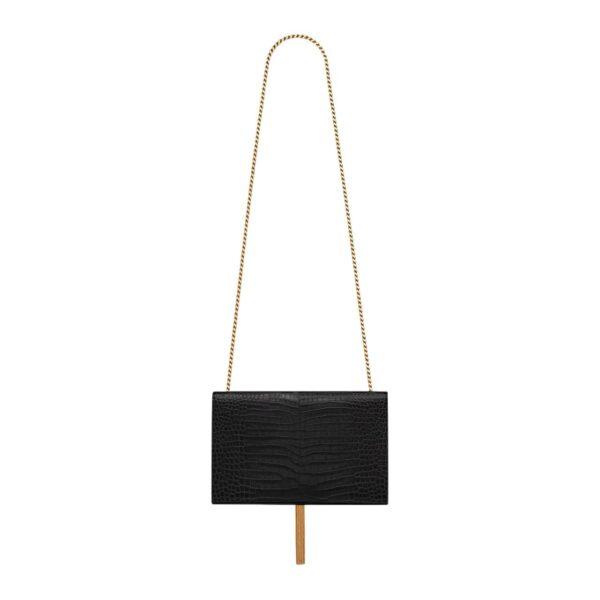YSL Kate Black Tassel Medium Crocodile embossed Bag - Image 5