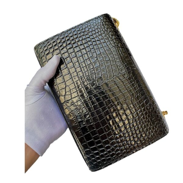 YSL Kate Black Tassel Medium Crocodile embossed Bag - Image 7