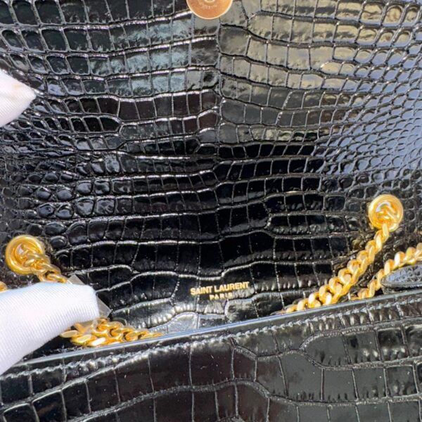 YSL Kate Black Tassel Medium Crocodile embossed Bag - Image 8