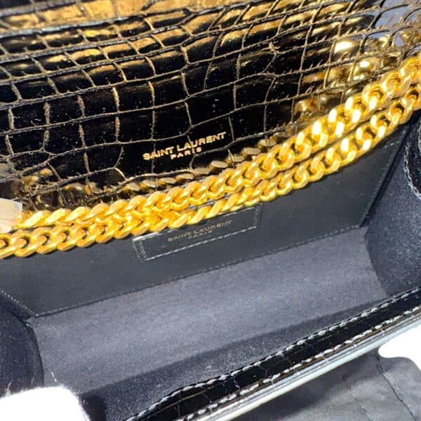 YSL Kate Black Tassel Medium Crocodile embossed Bag - Image 9