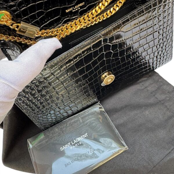 YSL Kate Black Tassel Medium Crocodile embossed Bag - Image 10