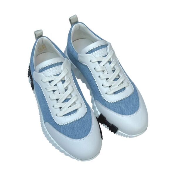 Hermes Bouncing 38 EU Bleu Clair/Blanc Sneakers - Image 2