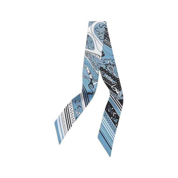 Hermes Twilly Festival des Amazones Bandana Bleu Jean / Blanc / Noir