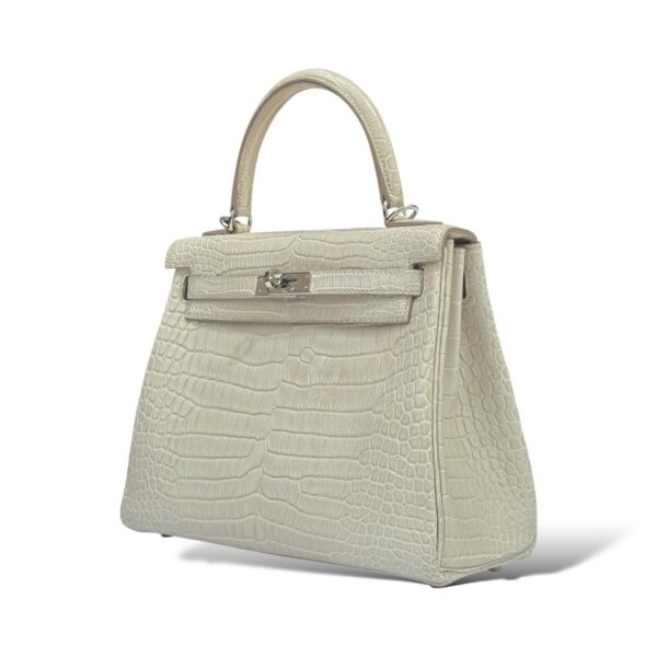 Hermes Kelly 25 Beton Croco PHW - Image 5