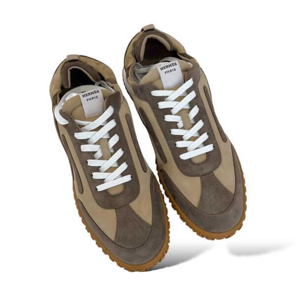 Hermes Jet 45 EU Beige Lin/Vert Toundra Sneakers - Image 2