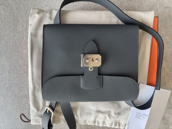 Hermes Sac a Depeches 21 Gris Misty Epsom PHW - Image 7