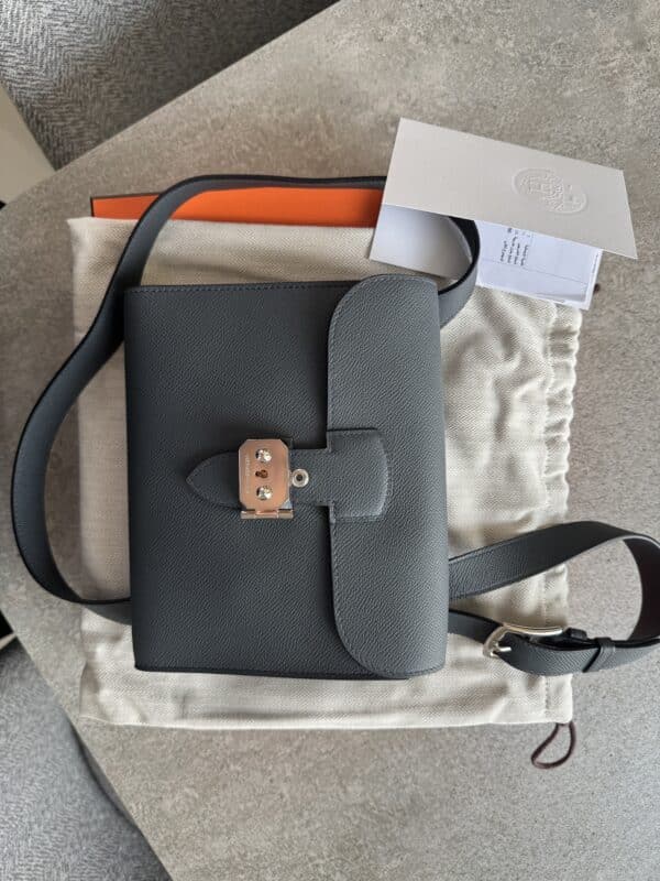 Hermes Sac a Depeches 21 Gris Misty Epsom PHW - Image 5
