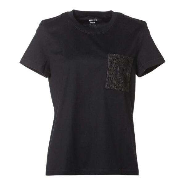 Hermes Droit Poche Brodee T-shirt Noir 38