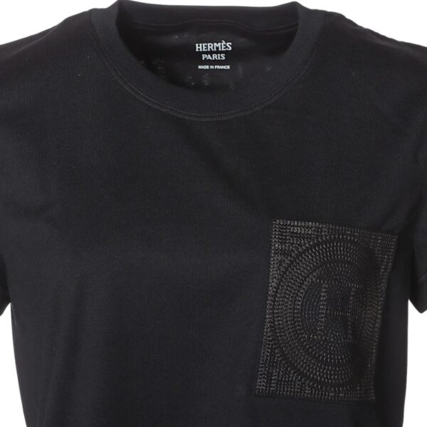 Hermes Droit Poche Brodee T-shirt Noir 38 - Image 3