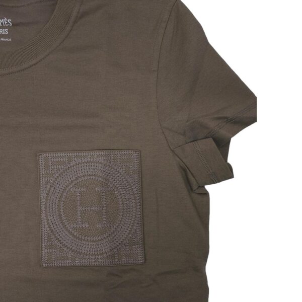 Hermes Droit Poche Brodée T-shirt Gris Etoupe 38 - Image 4