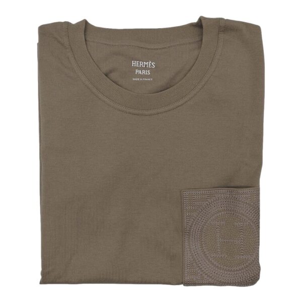 Hermes Droit Poche Brodée T-shirt Gris Etoupe 38 - Image 2