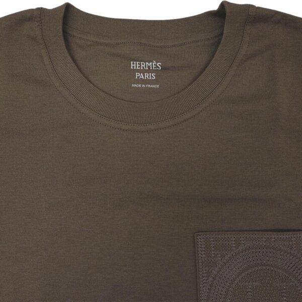 Hermes Droit Poche Brodée T-shirt Gris Etoupe 38 - Image 3