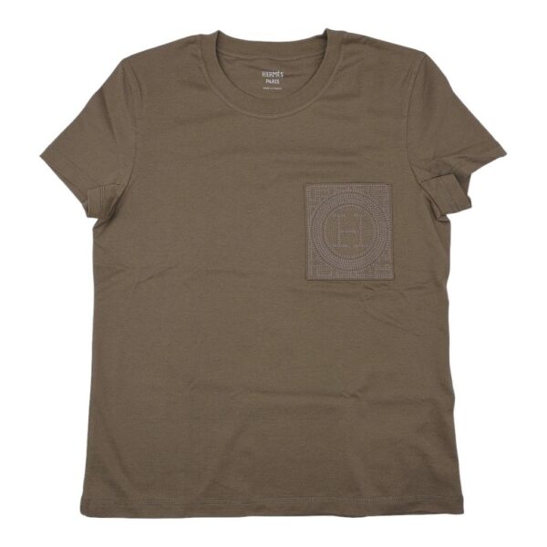 Hermes Droit Poche Brodée T-shirt Gris Etoupe 38