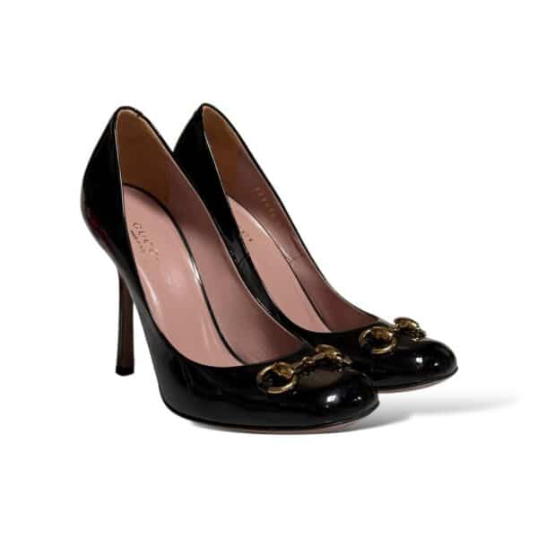 GUCCI Horsebit Patent Leather Black Shoes 36 EU