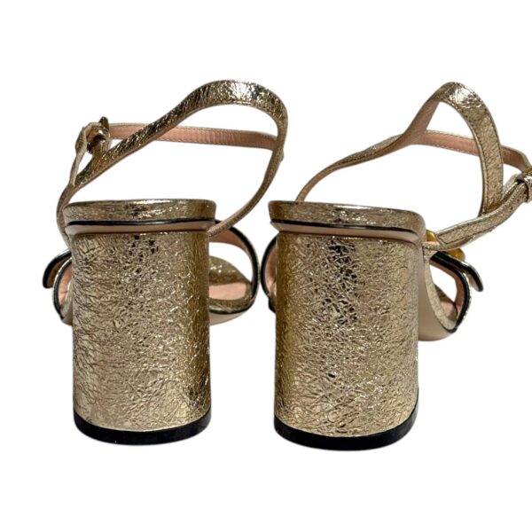 Gucci Metallic Laminate Leather Mid Heel Sandal Double G 36 EU - Image 6