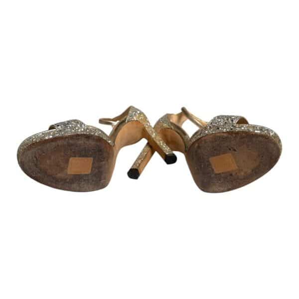 Jimmy Choo Gray Encrusted Glitter Open Toe Ankle Wrap Sandals 36.5 EU - Image 6