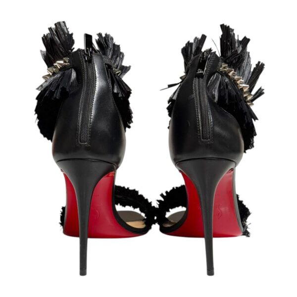 Christian Louboutin Poupedou Raffia Ankle Strap Black Heels 36.5 EU - Image 3