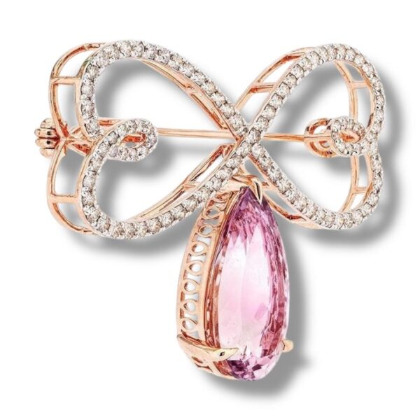 14K Rose Gold Diamond Amethyst Brooch Pendant