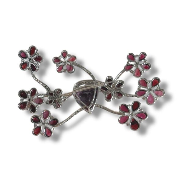 14K Diamond Amethyst Brooch - Image 3