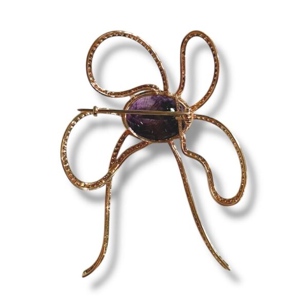 14K Diamond Amethyst Brooch - Image 3