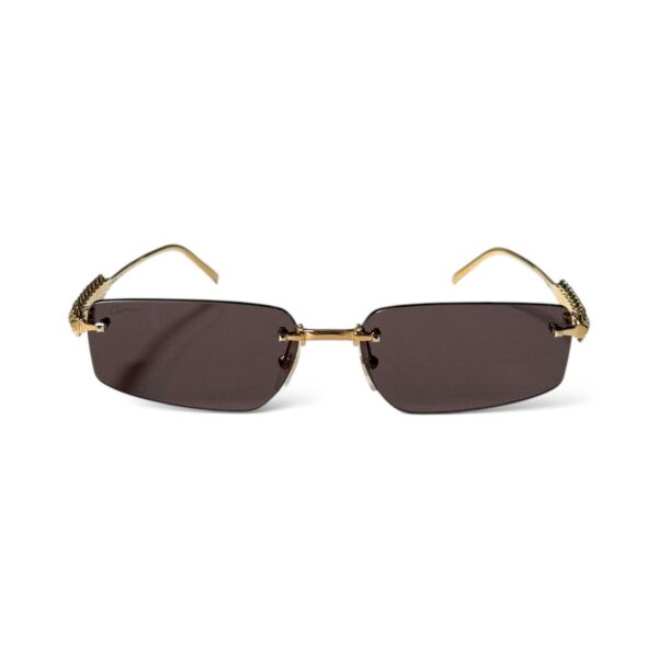 Clash de Cartier Smooth Golden-Finish Rectangular Sunglasses